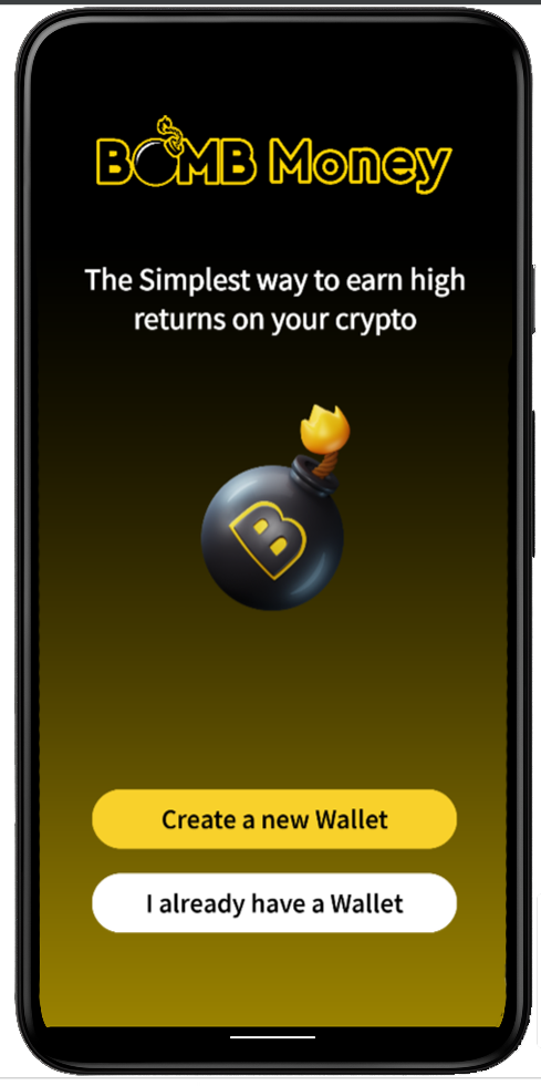 BOMB Mobile App - Create Wallet Page
