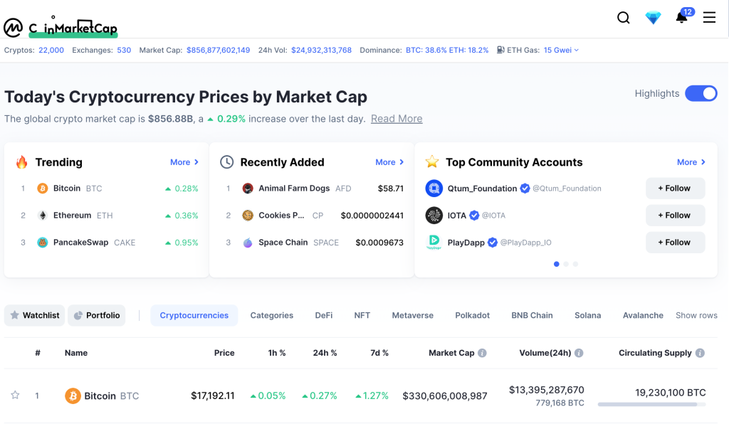 CoinMarketCap Screenshot for BOMB Money DeFi Tools List