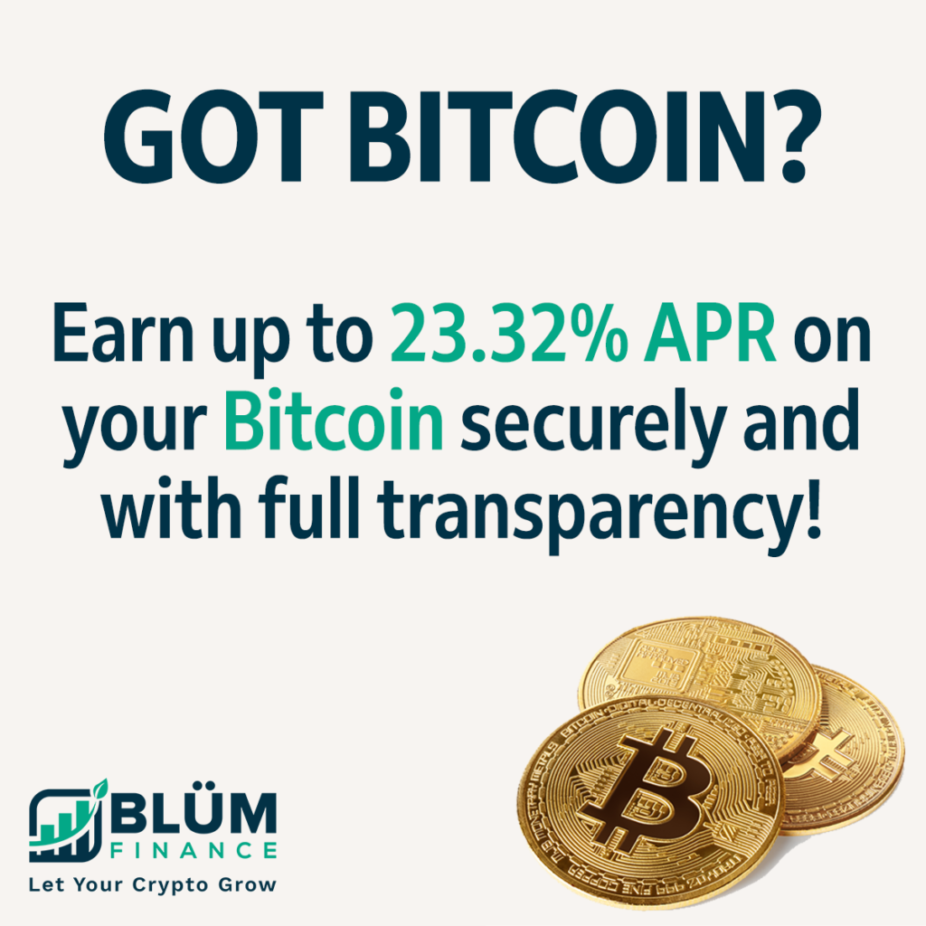 Blüm Ad - Earn up to 23.32% APR on your Bitcoin